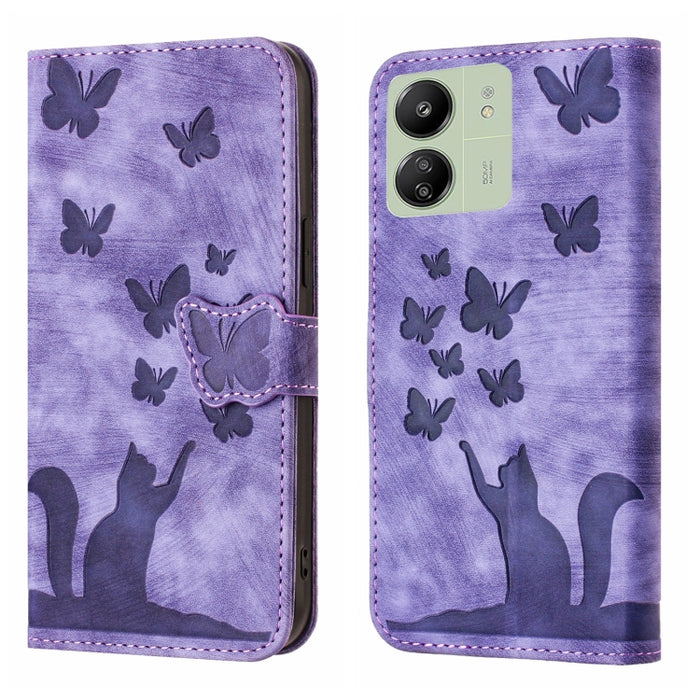 Funda para teléfono con tapa de cuero con estampado de gato y mariposa, For Xiaomi Redmi Note 13 Pro 4G, For Xiaomi Redmi Note 13 4G, For Xiaomi Redmi 13C / POCO C65, For Xiaomi 14 Pro, For Xiaomi 14, For Xiaomi Redmi Note 13 5G                        ...