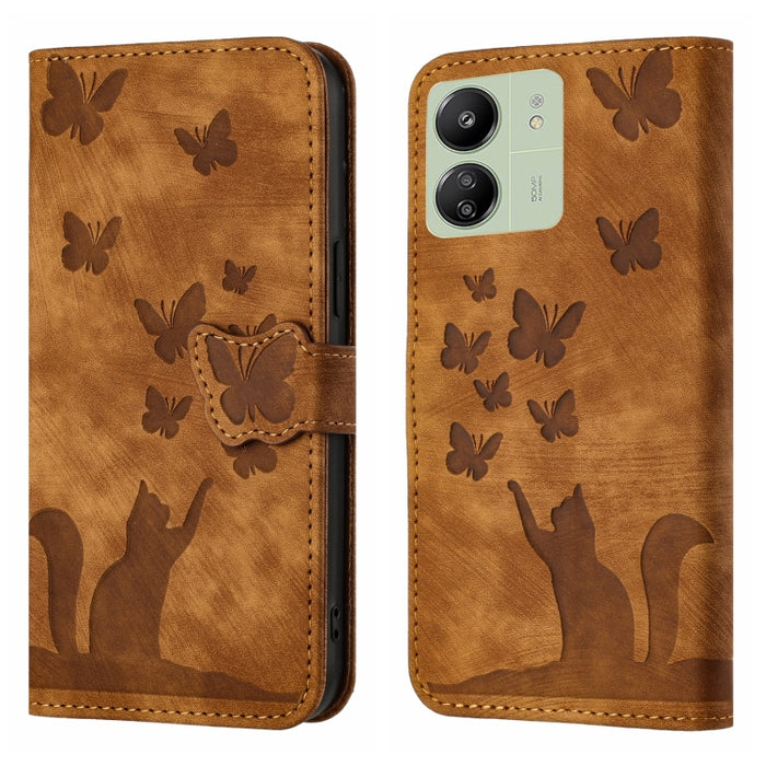 Funda para teléfono con tapa de cuero con estampado de gato y mariposa, For Xiaomi Redmi Note 13 Pro 4G, For Xiaomi Redmi Note 13 4G, For Xiaomi Redmi 13C / POCO C65, For Xiaomi 14 Pro, For Xiaomi 14, For Xiaomi Redmi Note 13 5G                        ...