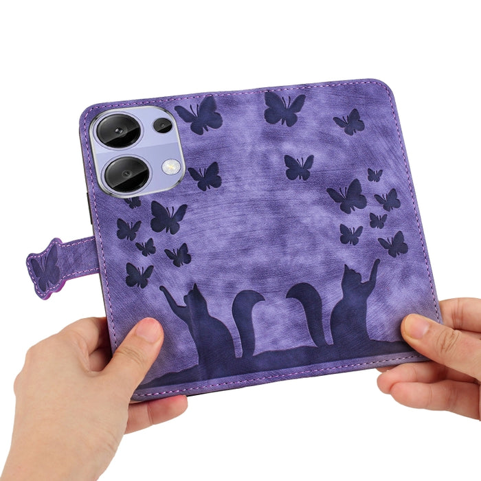 Funda para teléfono con tapa de cuero con estampado de gato y mariposa, For Xiaomi Redmi Note 13 Pro 4G, For Xiaomi Redmi Note 13 4G, For Xiaomi Redmi 13C / POCO C65, For Xiaomi 14 Pro, For Xiaomi 14, For Xiaomi Redmi Note 13 5G                        ...