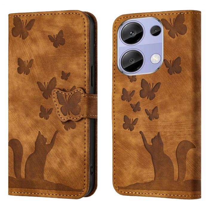 Funda para teléfono con tapa de cuero con estampado de gato y mariposa, For Xiaomi Redmi Note 13 Pro 4G, For Xiaomi Redmi Note 13 4G, For Xiaomi Redmi 13C / POCO C65, For Xiaomi 14 Pro, For Xiaomi 14, For Xiaomi Redmi Note 13 5G                        ...