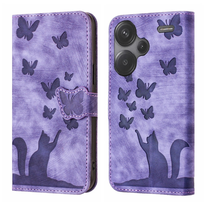 Funda para teléfono con tapa de cuero con estampado de gato y mariposa, For Xiaomi Redmi Note 13 Pro 4G, For Xiaomi Redmi Note 13 4G, For Xiaomi Redmi 13C / POCO C65, For Xiaomi 14 Pro, For Xiaomi 14, For Xiaomi Redmi Note 13 5G                        ...