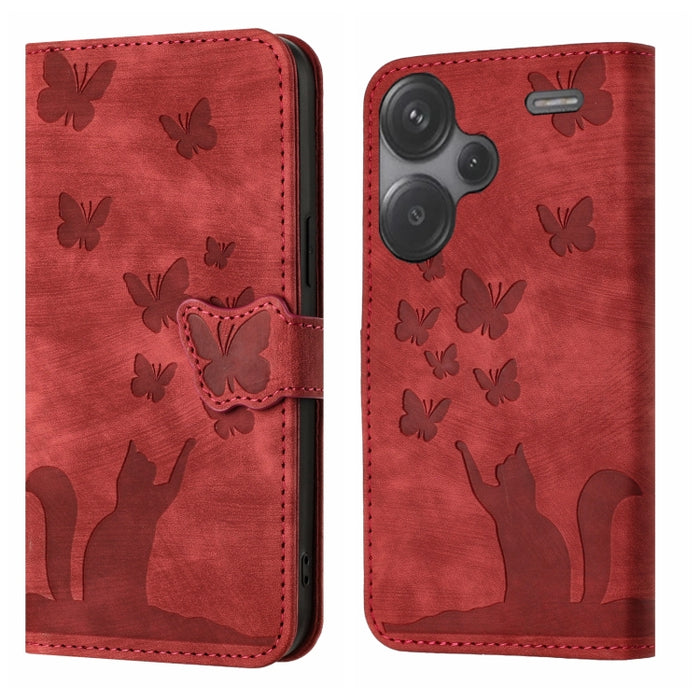 Funda para teléfono con tapa de cuero con estampado de gato y mariposa, For Xiaomi Redmi Note 13 Pro 4G, For Xiaomi Redmi Note 13 4G, For Xiaomi Redmi 13C / POCO C65, For Xiaomi 14 Pro, For Xiaomi 14, For Xiaomi Redmi Note 13 5G                        ...