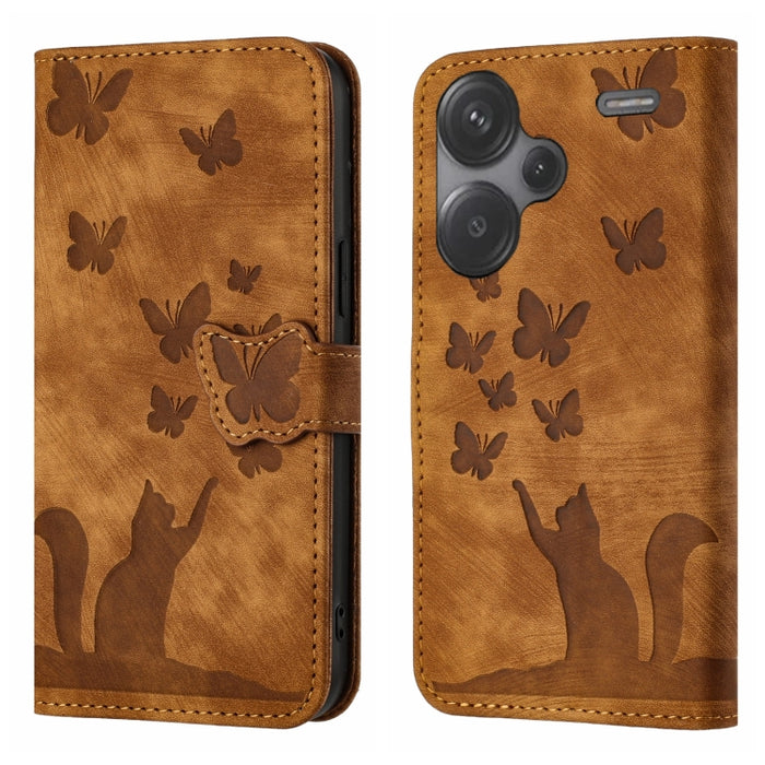 Funda para teléfono con tapa de cuero con estampado de gato y mariposa, For Xiaomi Redmi Note 13 Pro 4G, For Xiaomi Redmi Note 13 4G, For Xiaomi Redmi 13C / POCO C65, For Xiaomi 14 Pro, For Xiaomi 14, For Xiaomi Redmi Note 13 5G                        ...