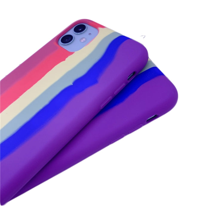 Estuche protector de cobertura total a prueba de golpes de silicona líquida Rainbow, For iPhone 11 Pro