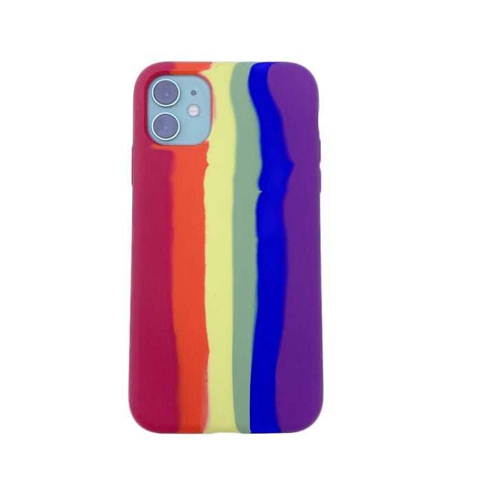 Estuche protector de cobertura total a prueba de golpes de silicona líquida Rainbow, For iPhone 11 Pro