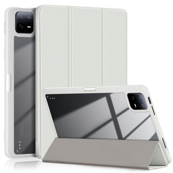 Funda para tableta de cuero inteligente de color sólido acrílico de tres pliegues, For Xiaomi Pad 6S Pro 12.4, For Xiaomi Redmi Pad SE, For Xiaomi Pad 6 / 6 Pro