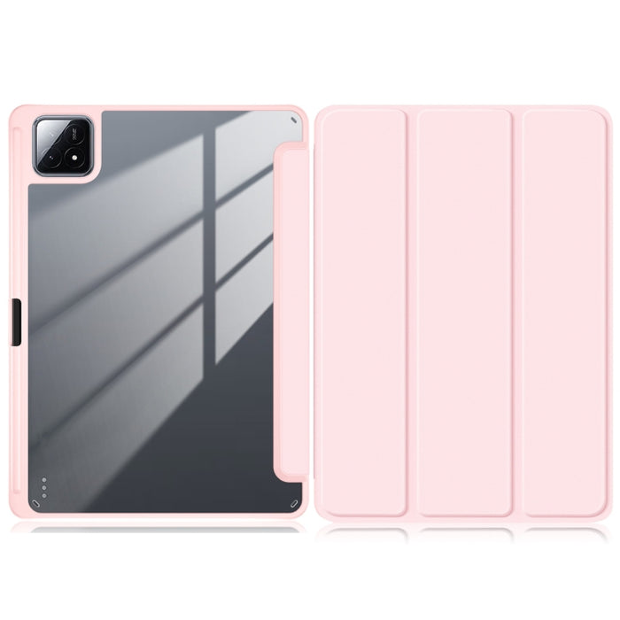 Funda para tableta de cuero inteligente de color sólido acrílico de tres pliegues, For Xiaomi Pad 6S Pro 12.4, For Xiaomi Redmi Pad SE, For Xiaomi Pad 6 / 6 Pro