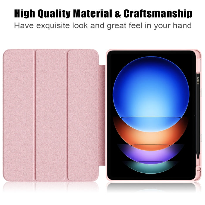 Funda para tableta de cuero inteligente de color sólido acrílico de tres pliegues, For Xiaomi Pad 6S Pro 12.4, For Xiaomi Redmi Pad SE, For Xiaomi Pad 6 / 6 Pro