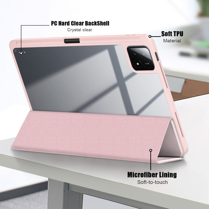 Funda para tableta de cuero inteligente de color sólido acrílico de tres pliegues, For Xiaomi Pad 6S Pro 12.4, For Xiaomi Redmi Pad SE, For Xiaomi Pad 6 / 6 Pro