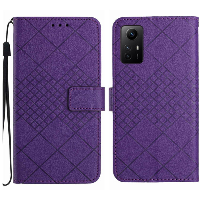 Funda para teléfono de cuero con textura de cuadrícula rómbica, For Xiaomi Poco F4 5G, For Xiaomi Redmi 10A / 9C, For Xiaomi 12 Pro, For Xiaomi 12