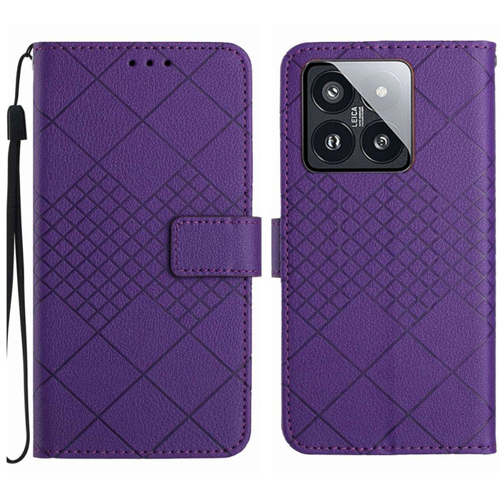 Funda para teléfono de cuero con textura de cuadrícula rómbica, For Xiaomi Redmi 13 4G Global / 5G Global, For Xiaomi Redmi A3, For Xiaomi Redmi Note 13 4G Global, For Xiaomi Redmi 13C 5G, For Xiaomi 14 Ultra, For Xiaomi 14 Pro, For Xiaomi 14          ...