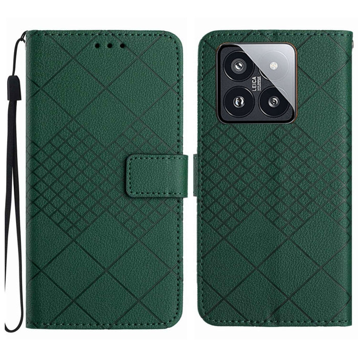 Funda para teléfono de cuero con textura de cuadrícula rómbica, For Xiaomi Redmi 13 4G Global / 5G Global, For Xiaomi Redmi A3, For Xiaomi Redmi Note 13 4G Global, For Xiaomi Redmi 13C 5G, For Xiaomi 14 Ultra, For Xiaomi 14 Pro, For Xiaomi 14          ...
