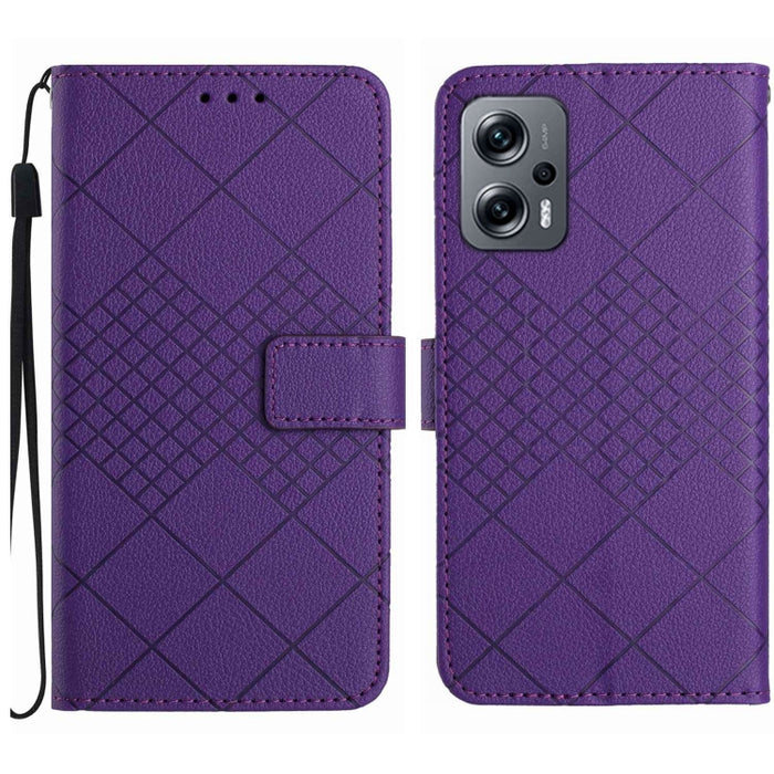 Funda para teléfono de cuero con textura de cuadrícula rómbica, For Xiaomi Redmi Note 12 4G Global, For Xiaomi Redmi A1 / A2, For Xiaomi Redmi 11A / Poco C55, For Xiaomi Redmi Note 12 Pro+ India, For Xiaomi Redmi Note 12 Pro India                      ...