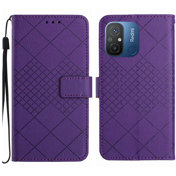 Funda para teléfono de cuero con textura de cuadrícula rómbica, For Xiaomi Redmi Note 12 4G Global, For Xiaomi Redmi A1 / A2, For Xiaomi Redmi 11A / Poco C55, For Xiaomi Redmi Note 12 Pro+ India, For Xiaomi Redmi Note 12 Pro India                      ...