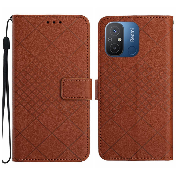 Funda para teléfono de cuero con textura de cuadrícula rómbica, For Xiaomi Redmi Note 12 4G Global, For Xiaomi Redmi A1 / A2, For Xiaomi Redmi 11A / Poco C55, For Xiaomi Redmi Note 12 Pro+ India, For Xiaomi Redmi Note 12 Pro India                      ...