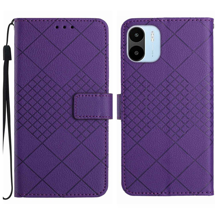 Funda para teléfono de cuero con textura de cuadrícula rómbica, For Xiaomi Redmi Note 12 4G Global, For Xiaomi Redmi A1 / A2, For Xiaomi Redmi 11A / Poco C55, For Xiaomi Redmi Note 12 Pro+ India, For Xiaomi Redmi Note 12 Pro India                      ...