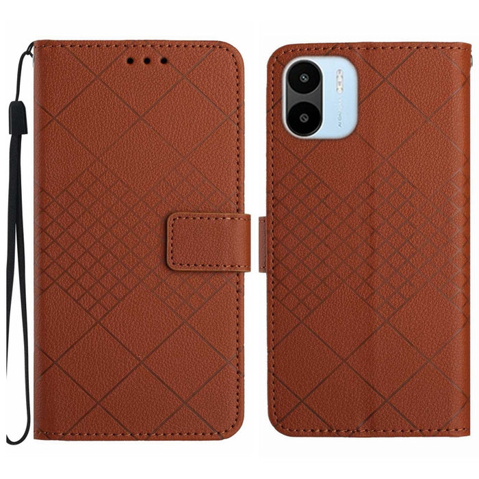 Funda para teléfono de cuero con textura de cuadrícula rómbica, For Xiaomi Redmi Note 12 4G Global, For Xiaomi Redmi A1 / A2, For Xiaomi Redmi 11A / Poco C55, For Xiaomi Redmi Note 12 Pro+ India, For Xiaomi Redmi Note 12 Pro India                      ...