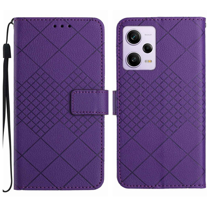 Funda para teléfono de cuero con textura de cuadrícula rómbica, For Xiaomi Redmi Note 12 4G Global, For Xiaomi Redmi A1 / A2, For Xiaomi Redmi 11A / Poco C55, For Xiaomi Redmi Note 12 Pro+ India, For Xiaomi Redmi Note 12 Pro India                      ...