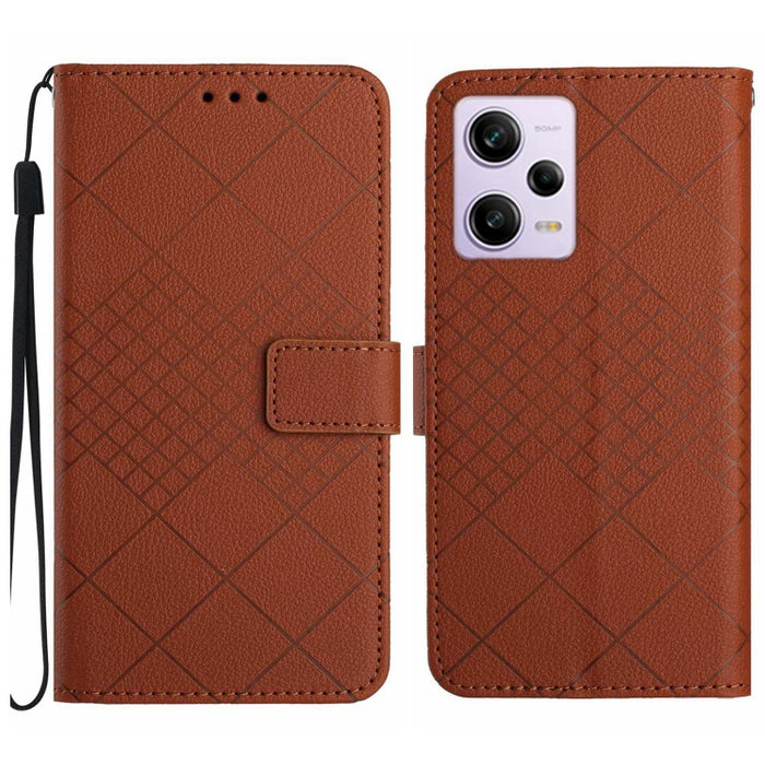 Funda para teléfono de cuero con textura de cuadrícula rómbica, For Xiaomi Redmi Note 12 4G Global, For Xiaomi Redmi A1 / A2, For Xiaomi Redmi 11A / Poco C55, For Xiaomi Redmi Note 12 Pro+ India, For Xiaomi Redmi Note 12 Pro India                      ...
