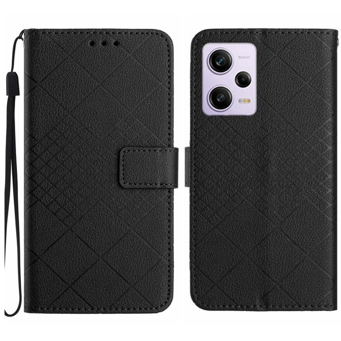 Funda para teléfono de cuero con textura de cuadrícula rómbica, For Xiaomi Redmi Note 12 4G Global, For Xiaomi Redmi A1 / A2, For Xiaomi Redmi 11A / Poco C55, For Xiaomi Redmi Note 12 Pro+ India, For Xiaomi Redmi Note 12 Pro India                      ...