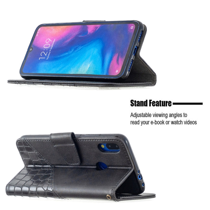 Funda de cuero PU con tapa horizontal y textura de cocodrilo a juego con billetera, soporte y ranuras para tarjetas, For Xiaomi Redmi Note 7, For Xiaomi Redmi Note 9 Pro