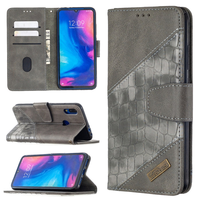 Funda de cuero PU con tapa horizontal y textura de cocodrilo a juego con billetera, soporte y ranuras para tarjetas, For Xiaomi Redmi Note 7, For Xiaomi Redmi Note 9 Pro