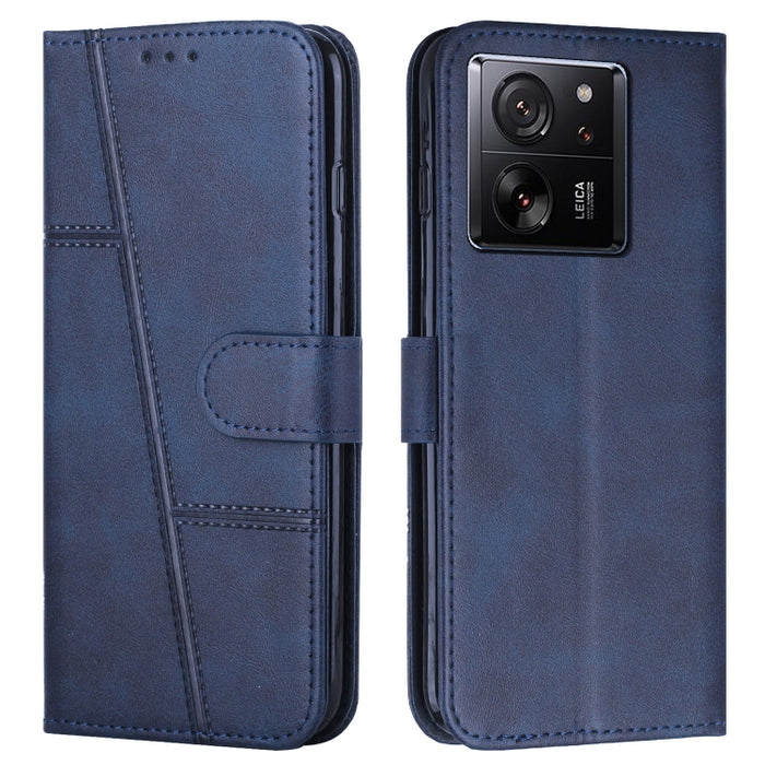 Funda para teléfono de cuero con hebilla y textura de becerro con costuras, For Xiaomi 14 pro, For Xiaomi 13T / Xiaomi 13T Pro, For Xiaomi 14, For Xiaomi Redmi Note 13, For Xiaomi Redmi 13C, For Xiaomi Redmi Note 13 pro+, For Xiaomi Redmi Note 13 pro