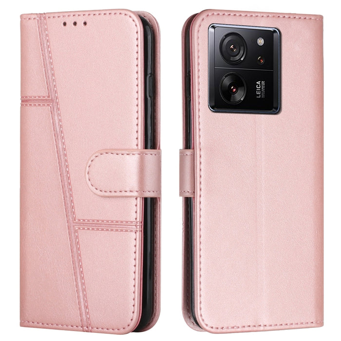 Funda para teléfono de cuero con hebilla y textura de becerro con costuras, For Xiaomi 14 pro, For Xiaomi 13T / Xiaomi 13T Pro, For Xiaomi 14, For Xiaomi Redmi Note 13, For Xiaomi Redmi 13C, For Xiaomi Redmi Note 13 pro+, For Xiaomi Redmi Note 13 pro