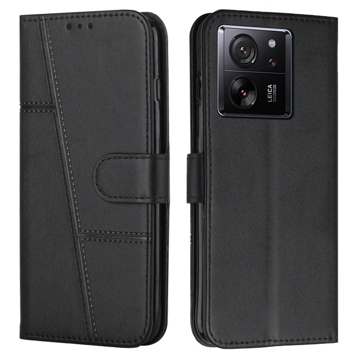 Funda para teléfono de cuero con hebilla y textura de becerro con costuras, For Xiaomi 14 pro, For Xiaomi 13T / Xiaomi 13T Pro, For Xiaomi 14, For Xiaomi Redmi Note 13, For Xiaomi Redmi 13C, For Xiaomi Redmi Note 13 pro+, For Xiaomi Redmi Note 13 pro