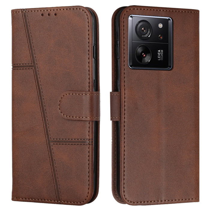 Funda para teléfono de cuero con hebilla y textura de becerro con costuras, For Xiaomi 14 pro, For Xiaomi 13T / Xiaomi 13T Pro, For Xiaomi 14, For Xiaomi Redmi Note 13, For Xiaomi Redmi 13C, For Xiaomi Redmi Note 13 pro+, For Xiaomi Redmi Note 13 pro