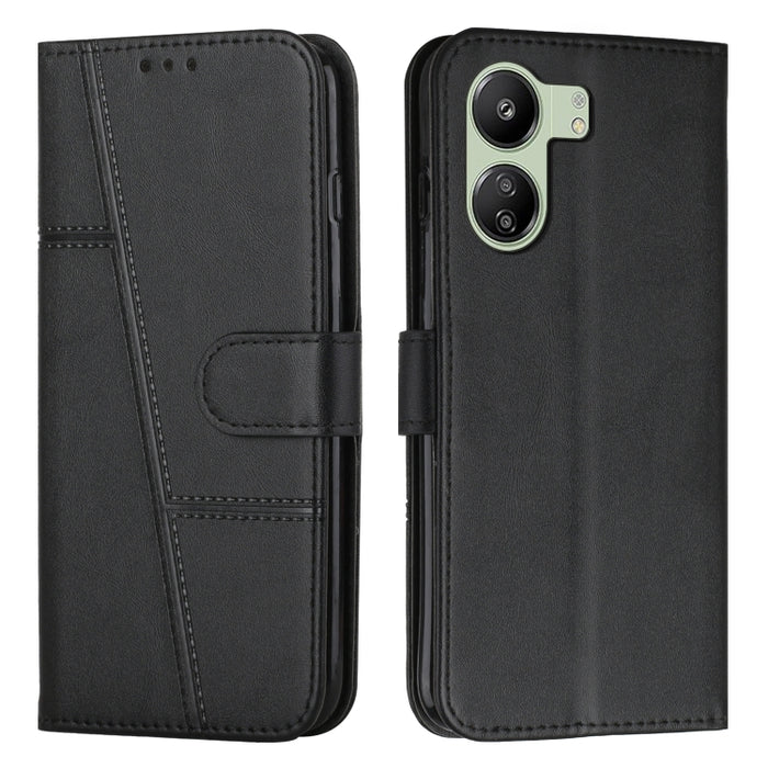 Funda para teléfono de cuero con hebilla y textura de becerro con costuras, For Xiaomi 14 pro, For Xiaomi 13T / Xiaomi 13T Pro, For Xiaomi 14, For Xiaomi Redmi Note 13, For Xiaomi Redmi 13C, For Xiaomi Redmi Note 13 pro+, For Xiaomi Redmi Note 13 pro