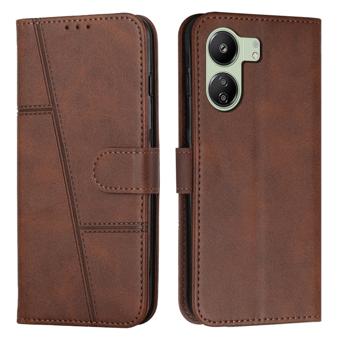 Funda para teléfono de cuero con hebilla y textura de becerro con costuras, For Xiaomi 14 pro, For Xiaomi 13T / Xiaomi 13T Pro, For Xiaomi 14, For Xiaomi Redmi Note 13, For Xiaomi Redmi 13C, For Xiaomi Redmi Note 13 pro+, For Xiaomi Redmi Note 13 pro