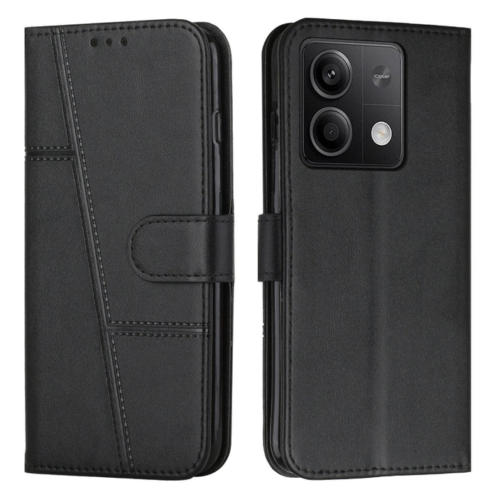 Funda para teléfono de cuero con hebilla y textura de becerro con costuras, For Xiaomi 14 pro, For Xiaomi 13T / Xiaomi 13T Pro, For Xiaomi 14, For Xiaomi Redmi Note 13, For Xiaomi Redmi 13C, For Xiaomi Redmi Note 13 pro+, For Xiaomi Redmi Note 13 pro