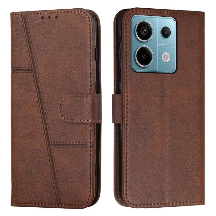 Funda para teléfono de cuero con hebilla y textura de becerro con costuras, For Xiaomi 14 pro, For Xiaomi 13T / Xiaomi 13T Pro, For Xiaomi 14, For Xiaomi Redmi Note 13, For Xiaomi Redmi 13C, For Xiaomi Redmi Note 13 pro+, For Xiaomi Redmi Note 13 pro