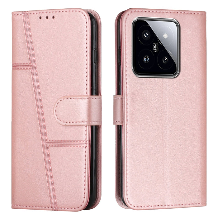 Funda para teléfono de cuero con hebilla y textura de becerro con costuras, For Xiaomi 14 pro, For Xiaomi 13T / Xiaomi 13T Pro, For Xiaomi 14, For Xiaomi Redmi Note 13, For Xiaomi Redmi 13C, For Xiaomi Redmi Note 13 pro+, For Xiaomi Redmi Note 13 pro