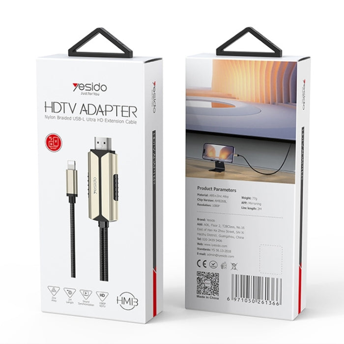 Yesido HM13 Cable adaptador HDTV de 2m y 8 pines a HDMI 1080P, HM13