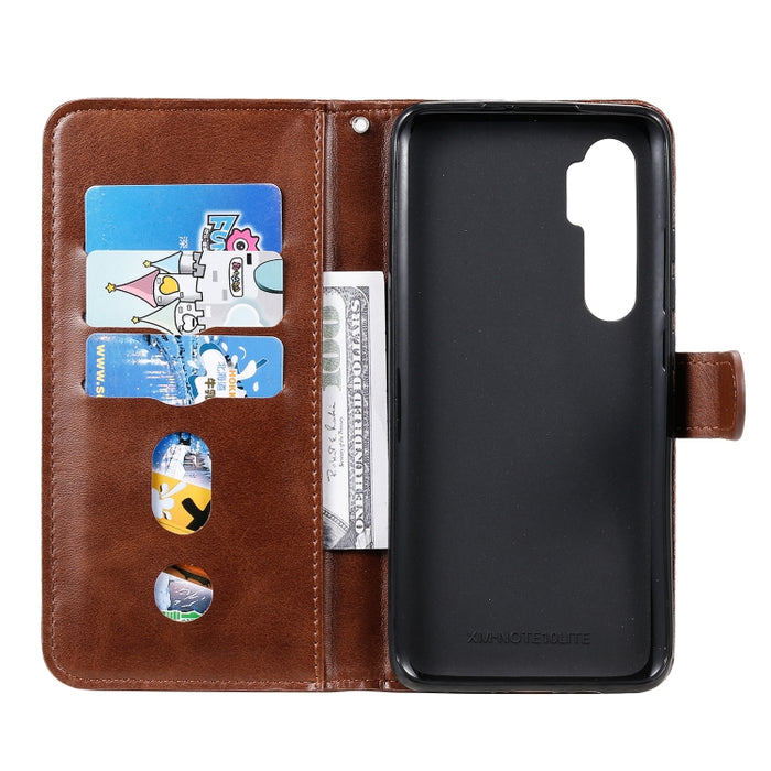 Funda de cuero con tapa horizontal y cremallera con textura de becerro a la moda con soporte y ranuras para tarjetas y función de billetera, For Xiaomi Mi Note 10 Lite, For Xiaomi Redmi Note 9 / 10X 5G