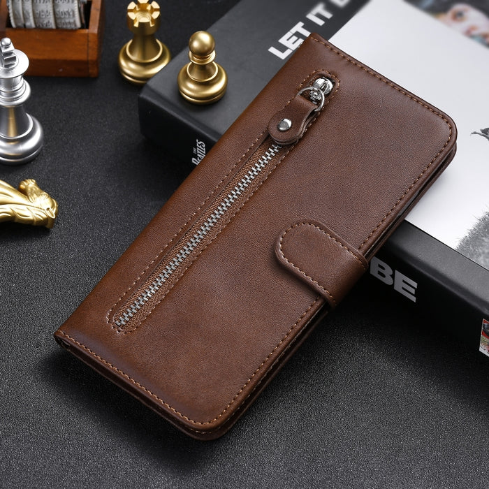 Funda de cuero con tapa horizontal y cremallera con textura de becerro a la moda con soporte y ranuras para tarjetas y función de billetera, For Xiaomi Mi Note 10 Lite, For Xiaomi Redmi Note 9 / 10X 5G
