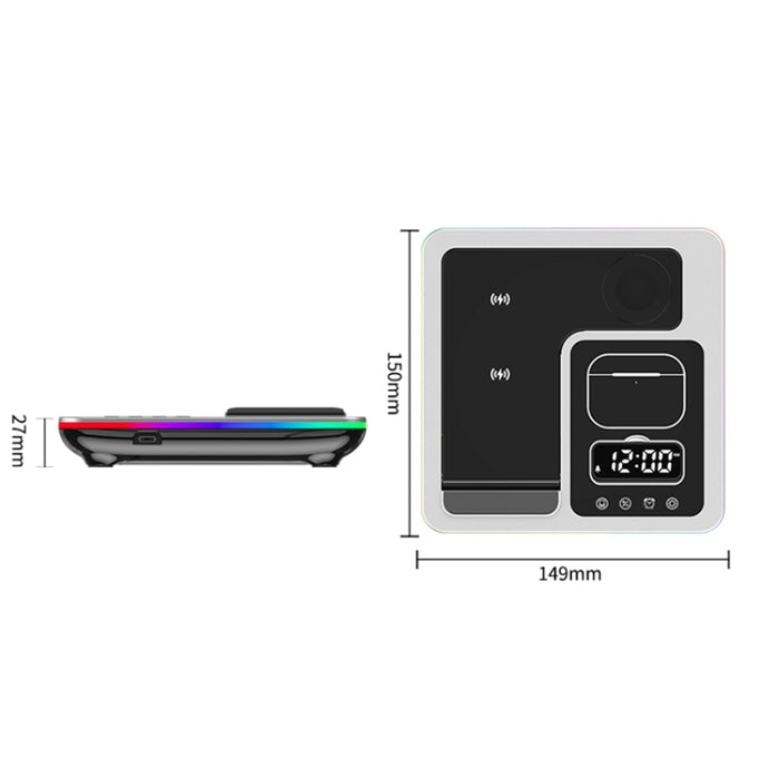 A93 15W 5 en 1 Soporte de teléfono de escritorio con cargador inalámbrico plegable multifuncional