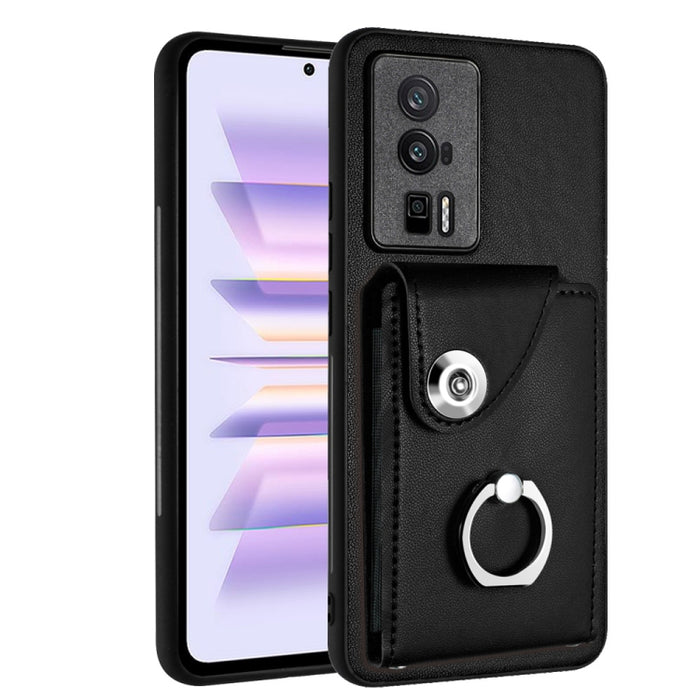 Caja del teléfono de la PU del tenedor del anillo del bolso de la tarjeta del órgano, For Xiaomi Redmi A3 4G, For Xiaomi Redmi Note 13 Pro 4G Global, For Xiaomi Redmi Note 13 4G Global, For Xiaomi Redmi 13C 5G / Redmi 13R                               ...