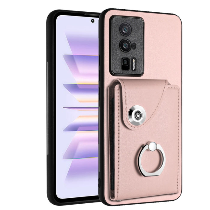 Caja del teléfono de la PU del tenedor del anillo del bolso de la tarjeta del órgano, For Xiaomi Redmi A3 4G, For Xiaomi Redmi Note 13 Pro 4G Global, For Xiaomi Redmi Note 13 4G Global, For Xiaomi Redmi 13C 5G / Redmi 13R                               ...