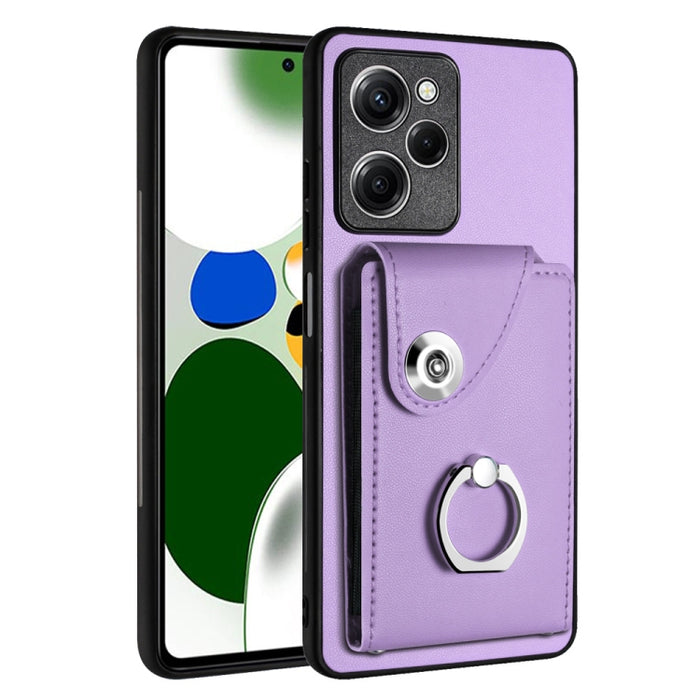 Caja del teléfono de la PU del tenedor del anillo del bolso de la tarjeta del órgano, For Xiaomi Redmi A3 4G, For Xiaomi Redmi Note 13 Pro 4G Global, For Xiaomi Redmi Note 13 4G Global, For Xiaomi Redmi 13C 5G / Redmi 13R                               ...