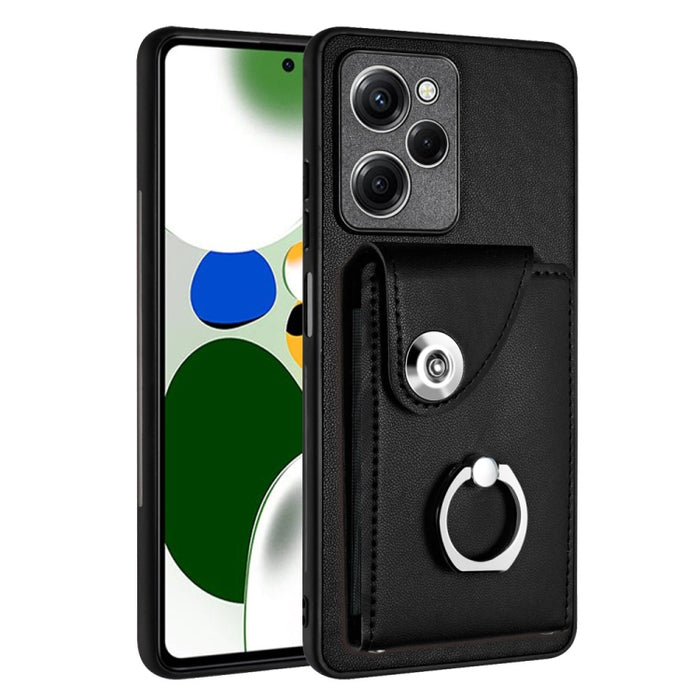 Caja del teléfono de la PU del tenedor del anillo del bolso de la tarjeta del órgano, For Xiaomi Redmi A3 4G, For Xiaomi Redmi Note 13 Pro 4G Global, For Xiaomi Redmi Note 13 4G Global, For Xiaomi Redmi 13C 5G / Redmi 13R                               ...