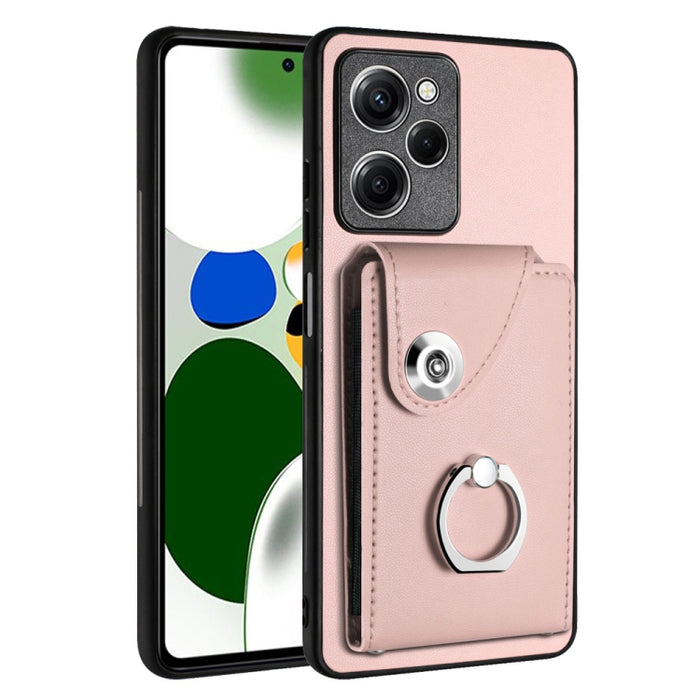 Caja del teléfono de la PU del tenedor del anillo del bolso de la tarjeta del órgano, For Xiaomi Redmi A3 4G, For Xiaomi Redmi Note 13 Pro 4G Global, For Xiaomi Redmi Note 13 4G Global, For Xiaomi Redmi 13C 5G / Redmi 13R                               ...