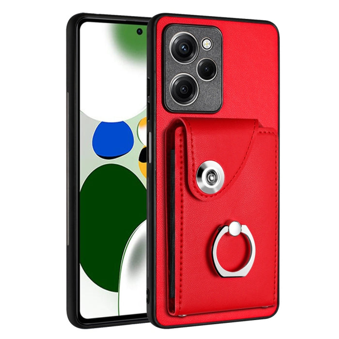 Caja del teléfono de la PU del tenedor del anillo del bolso de la tarjeta del órgano, For Xiaomi Redmi A3 4G, For Xiaomi Redmi Note 13 Pro 4G Global, For Xiaomi Redmi Note 13 4G Global, For Xiaomi Redmi 13C 5G / Redmi 13R                               ...