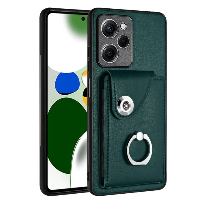 Caja del teléfono de la PU del tenedor del anillo del bolso de la tarjeta del órgano, For Xiaomi Redmi A3 4G, For Xiaomi Redmi Note 13 Pro 4G Global, For Xiaomi Redmi Note 13 4G Global, For Xiaomi Redmi 13C 5G / Redmi 13R                               ...