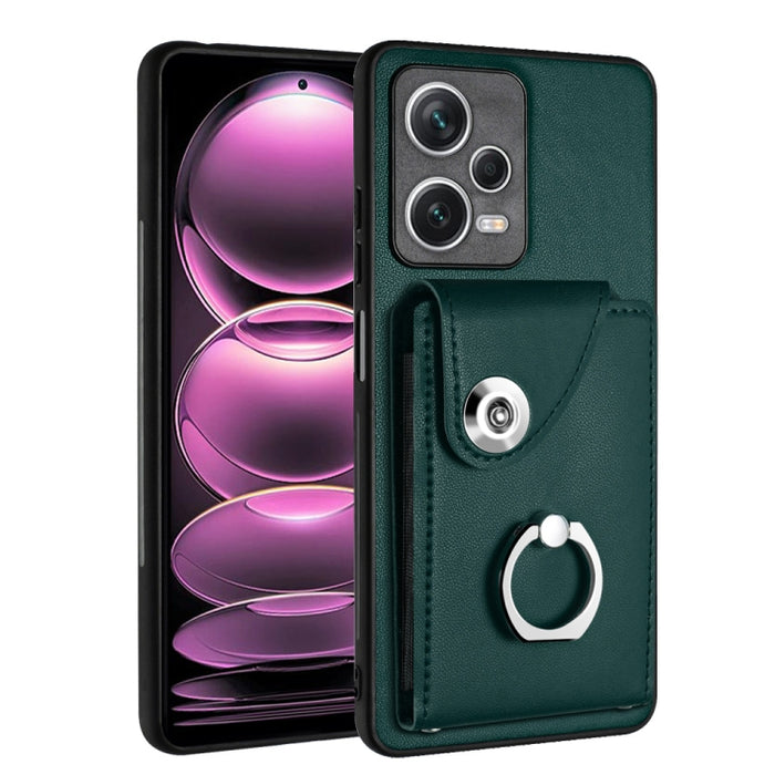 Caja del teléfono de la PU del tenedor del anillo del bolso de la tarjeta del órgano, For Xiaomi Redmi A3 4G, For Xiaomi Redmi Note 13 Pro 4G Global, For Xiaomi Redmi Note 13 4G Global, For Xiaomi Redmi 13C 5G / Redmi 13R                               ...