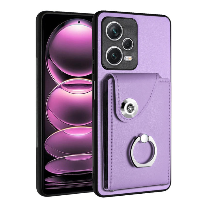 Caja del teléfono de la PU del tenedor del anillo del bolso de la tarjeta del órgano, For Xiaomi Redmi A3 4G, For Xiaomi Redmi Note 13 Pro 4G Global, For Xiaomi Redmi Note 13 4G Global, For Xiaomi Redmi 13C 5G / Redmi 13R                               ...