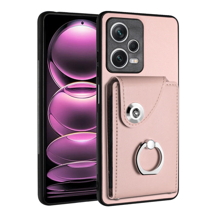Caja del teléfono de la PU del tenedor del anillo del bolso de la tarjeta del órgano, For Xiaomi Redmi A3 4G, For Xiaomi Redmi Note 13 Pro 4G Global, For Xiaomi Redmi Note 13 4G Global, For Xiaomi Redmi 13C 5G / Redmi 13R                               ...