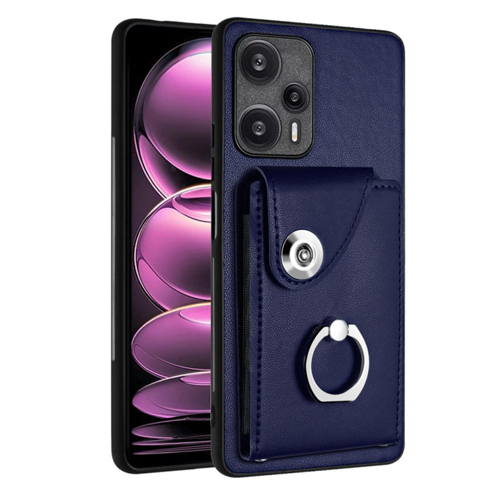Caja del teléfono de la PU del tenedor del anillo del bolso de la tarjeta del órgano, For Xiaomi Redmi A3 4G, For Xiaomi Redmi Note 13 Pro 4G Global, For Xiaomi Redmi Note 13 4G Global, For Xiaomi Redmi 13C 5G / Redmi 13R                               ...